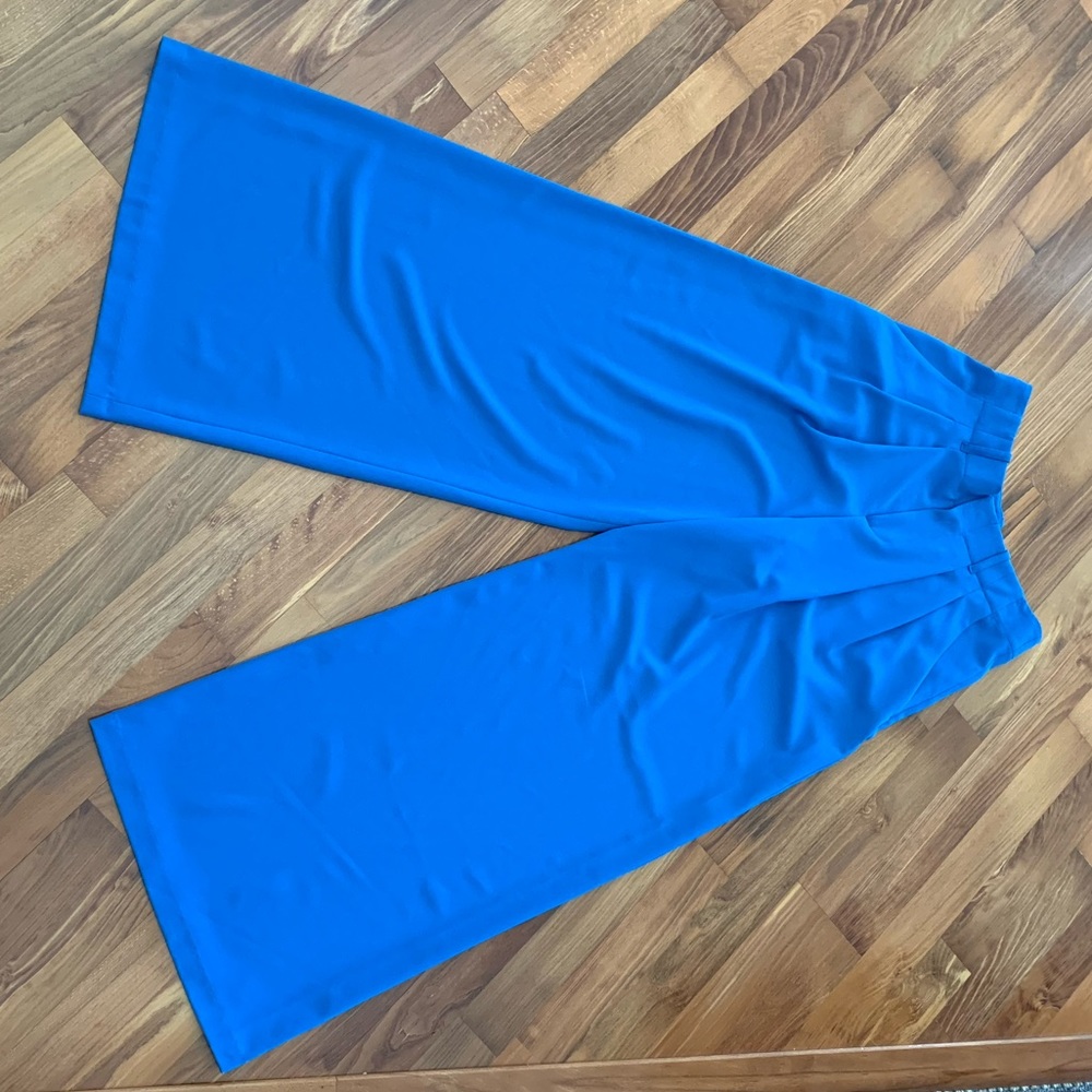 Alice + Olivia Blue pleated Wide Leg Trouser
